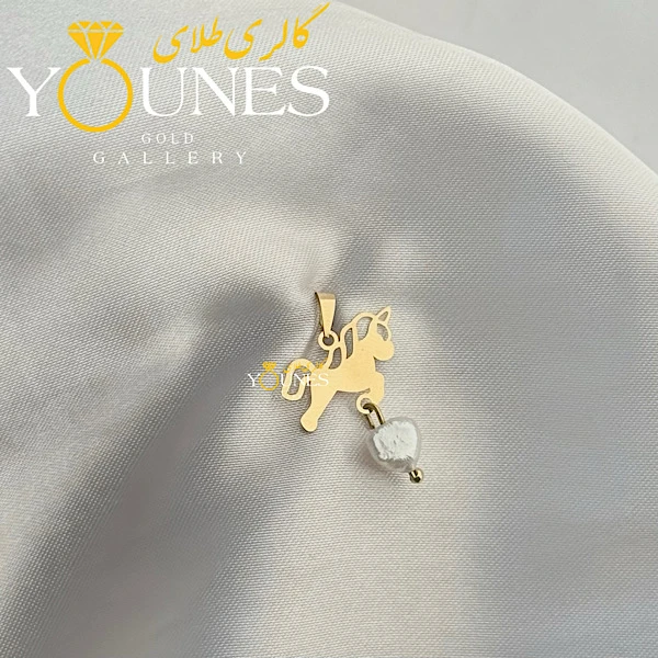 آویز طلا اسب تک شاخ مروارید دار